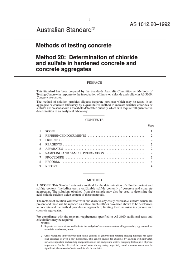 AS 1012.20-1992 AS 1012.20-1992