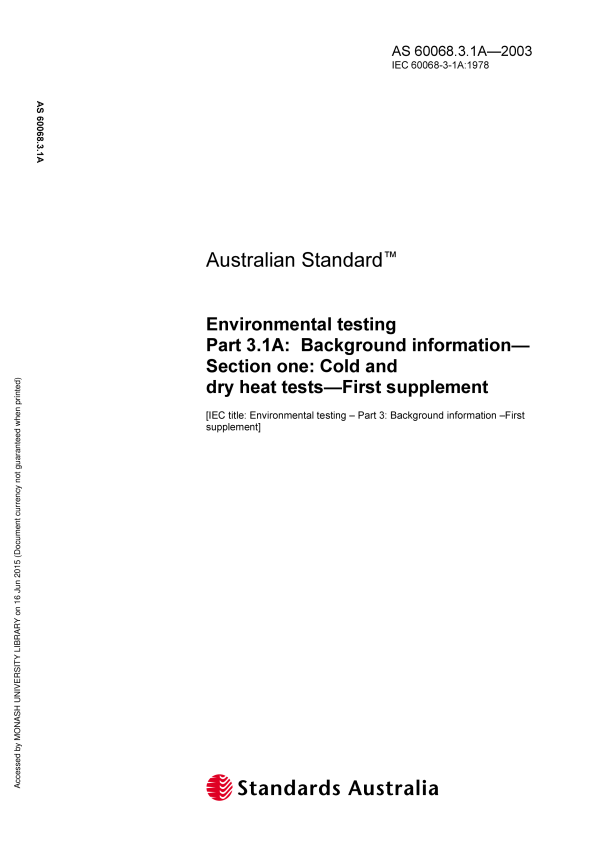 AS 60068.3.1A-2003 AS 60068.3.1A-2003