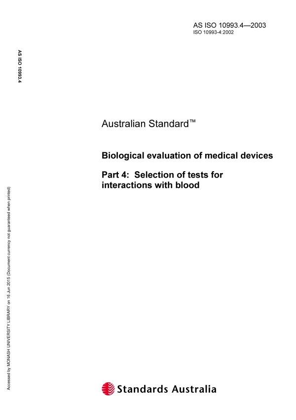 AS ISO 10993.4-2003