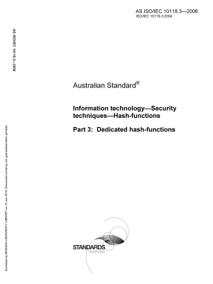 AS ISO/IEC 10118.3-2006