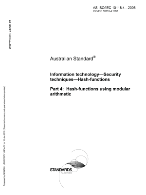 AS ISO/IEC 10118.4-2006