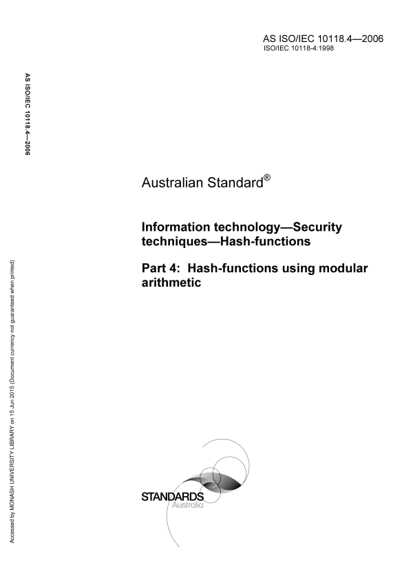 AS ISO/IEC 10118.4-2006