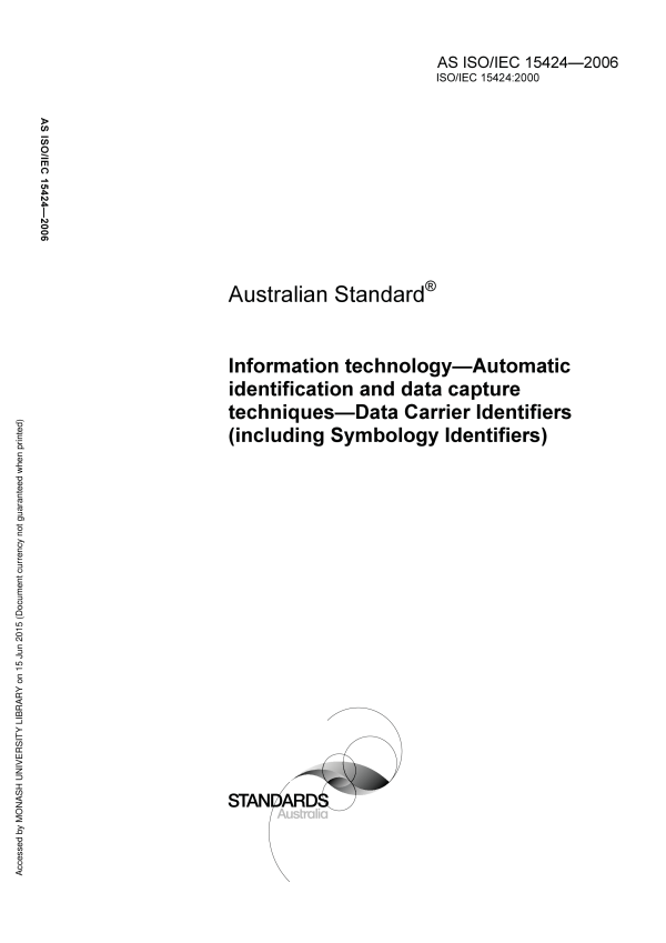 AS ISO/IEC 15424-2006