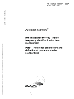 AS ISO/IEC 18000.1-2007