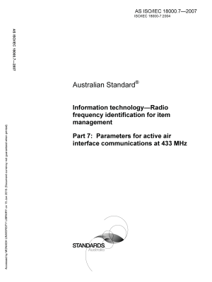 AS ISO/IEC 18000.7-2007