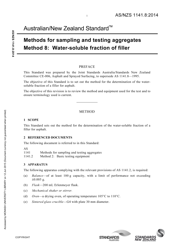 AS/NZS 1141.8:2014 AS/NZS 1141.8:2014