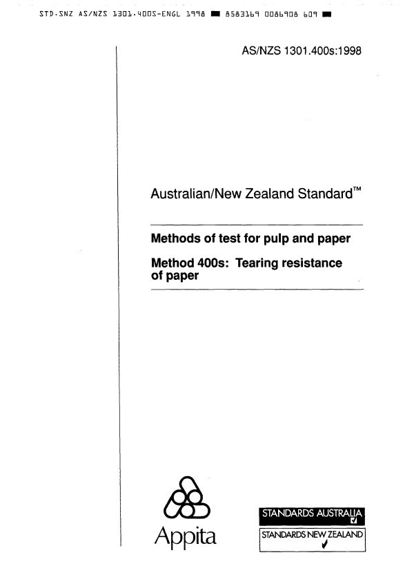 AS/NZS 1301.400S:1998 AS/NZS 1301.400S:1998