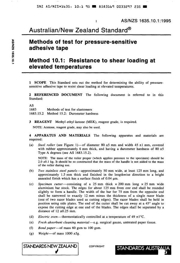 AS/NZS 1635.10.1:1995 AS/NZS 1635.10.1:1995