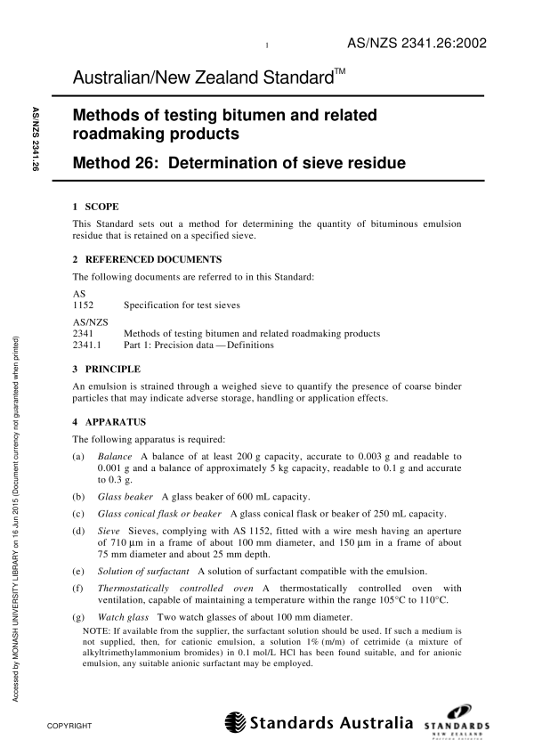AS/NZS 2341.26:2002 AS/NZS 2341.26:2002