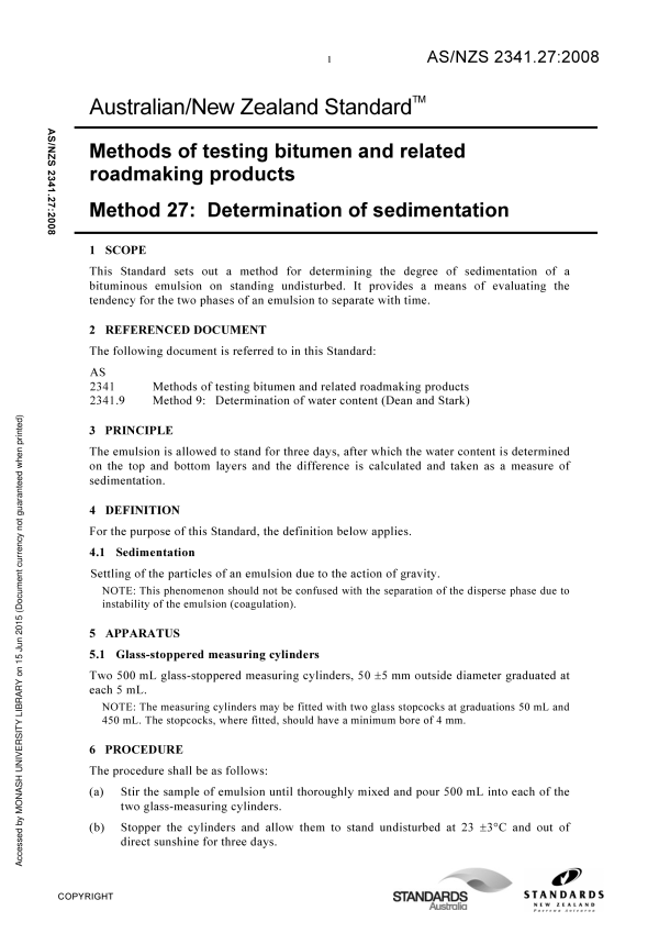 AS/NZS 2341.27:2008 AS/NZS 2341.27:2008