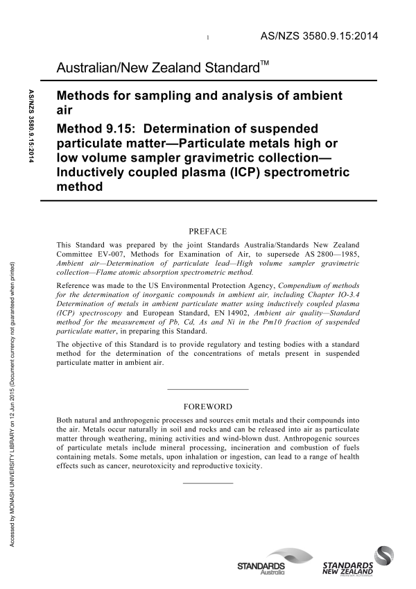 AS/NZS 3580.9.15:2014 AS/NZS 3580.9.15:2014