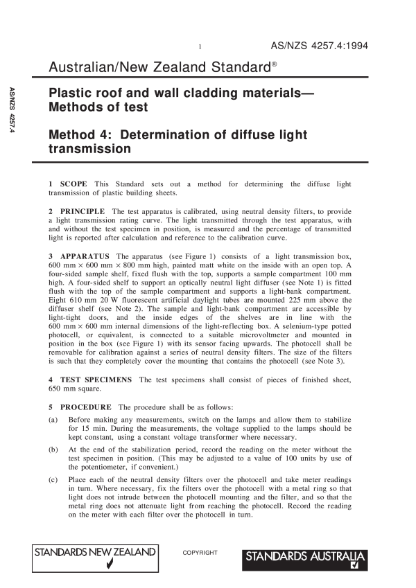 AS/NZS 4257.4:1994 AS/NZS 4257.4:1994