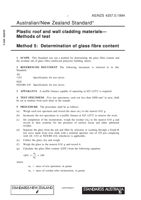 AS/NZS 4257.5:1994 AS/NZS 4257.5:1994