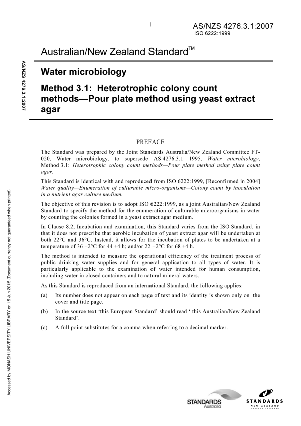 AS/NZS 4276.3.1:2007 AS/NZS 4276.3.1:2007