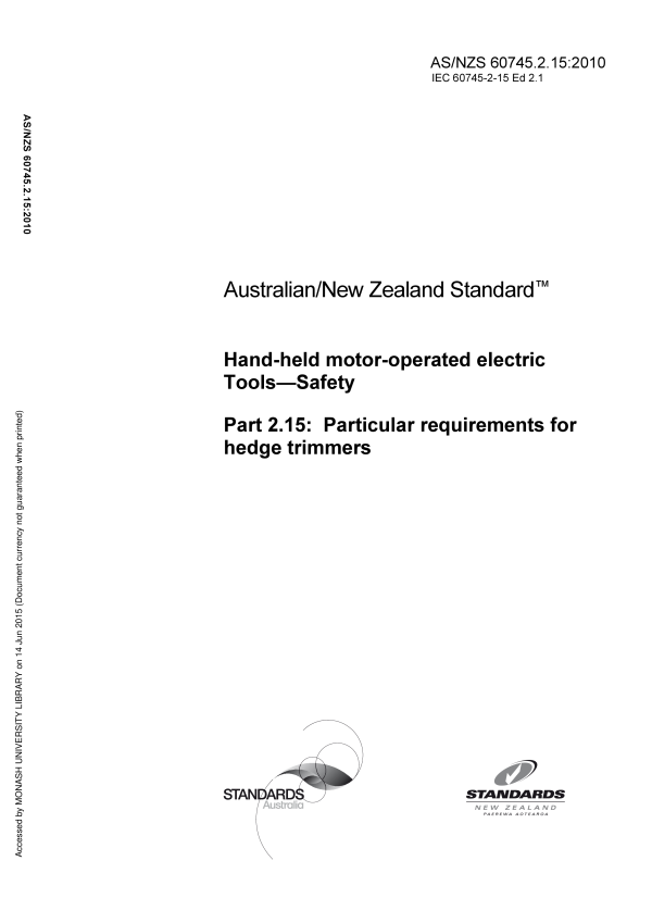 AS/NZS 60745.2.15:2010