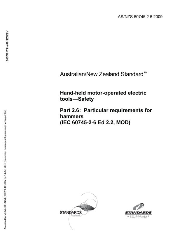 AS/NZS 60745.2.6:2009