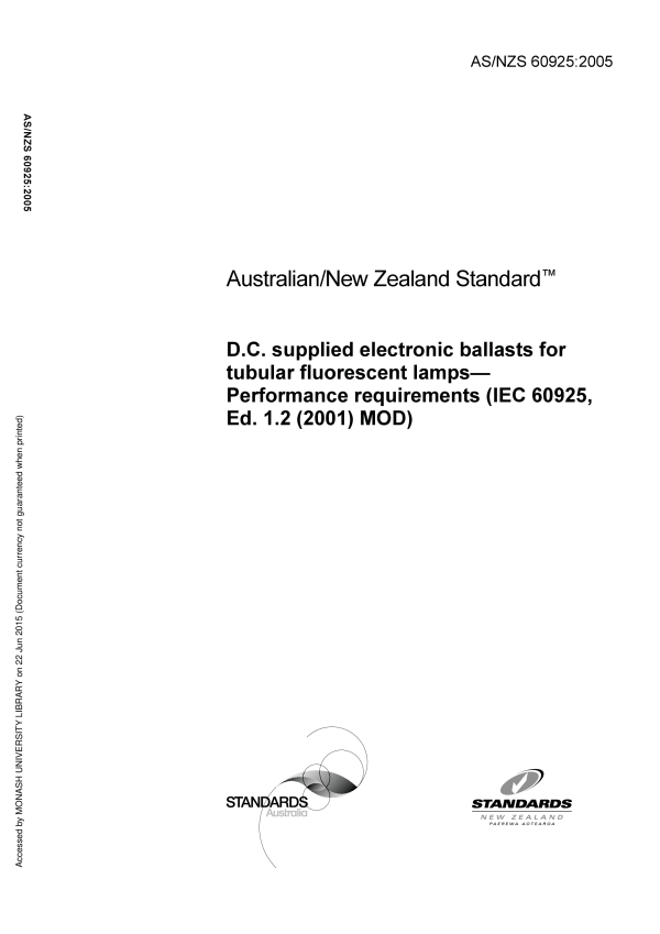 AS/NZS 60925:2005 AS/NZS 60925:2005