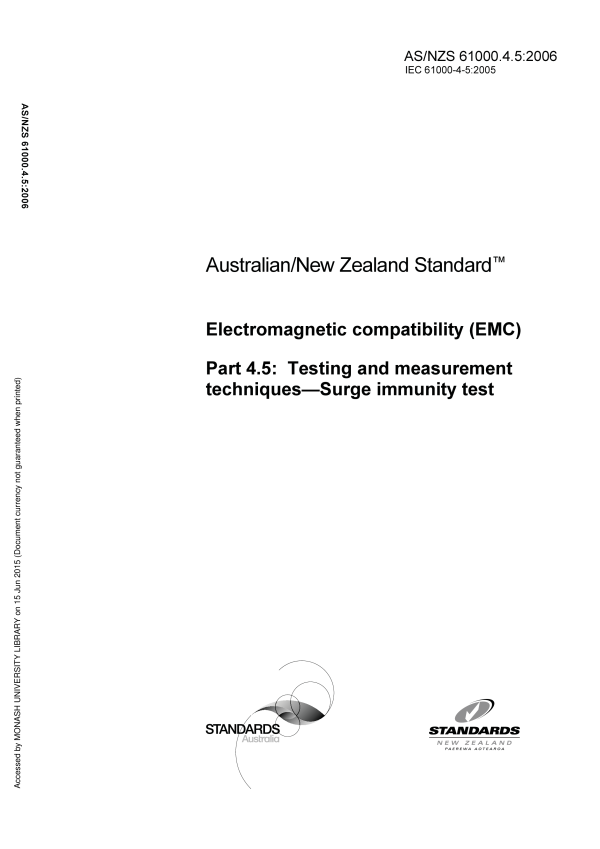 AS/NZS 61000.4.5:2006 AS/NZS 61000.4.5:2006