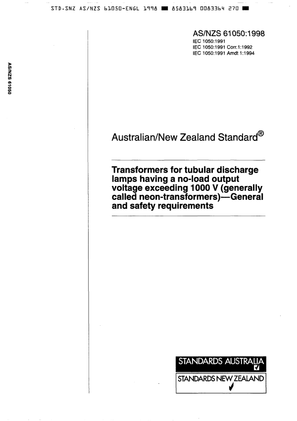 AS/NZS 61050:1998 AS/NZS 61050:1998