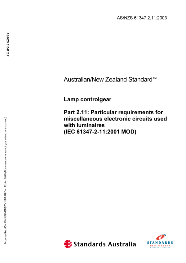 AS/NZS 61347.2.11:2003