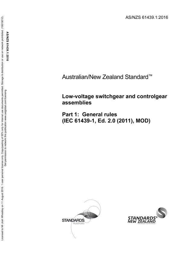 AS/NZS 61439.1:2016