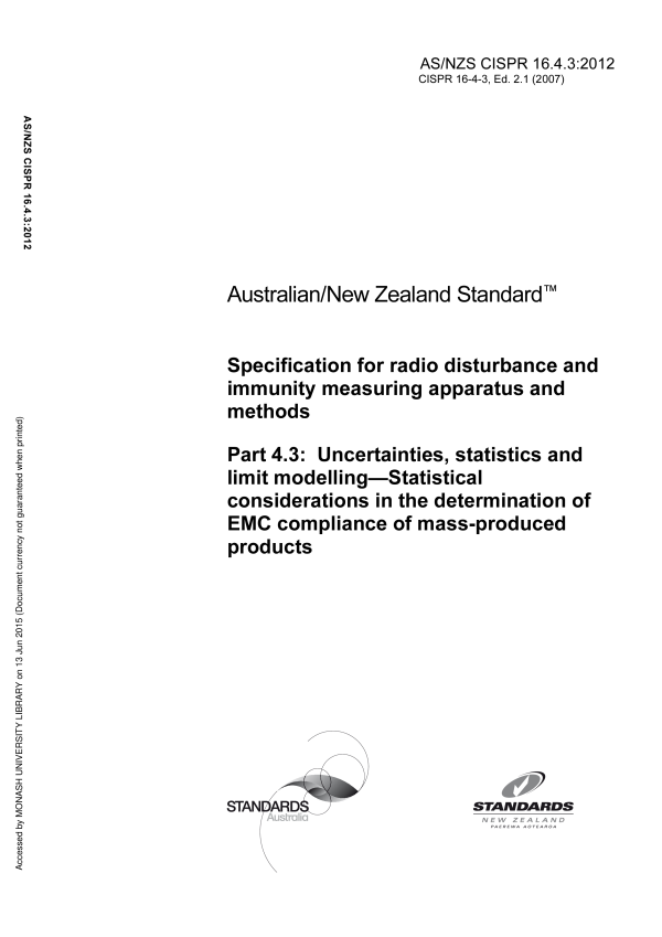 AS/NZS CISPR 16.4.3:2012