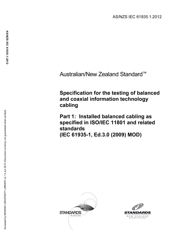 AS/NZS IEC 61935.1:2012
