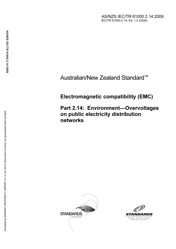 AS/NZS IEC/TR 61000.2.14:2009 AS/NZS IEC/TR 61000.2.14:2009