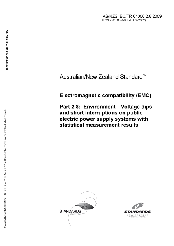 AS/NZS IEC TR 61000.2.8:2009