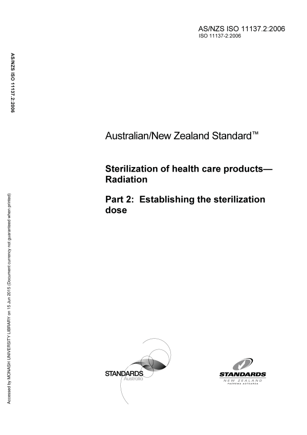 AS/NZS ISO 11137.2:2006 AS/NZS ISO 11137.2:2006