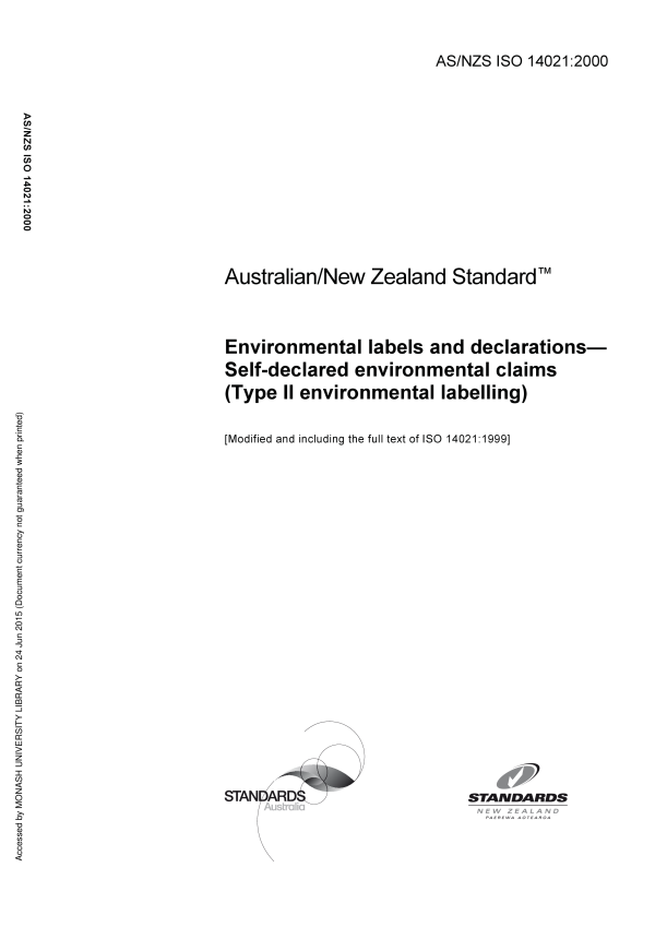 AS/NZS ISO 14021:2000