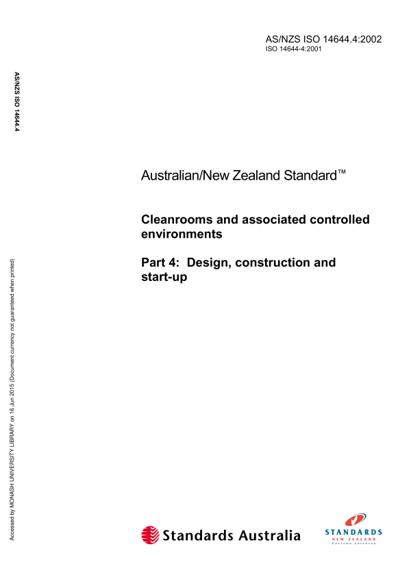 AS/NZS ISO 14644.4:2002 AS/NZS ISO 14644.4:2002