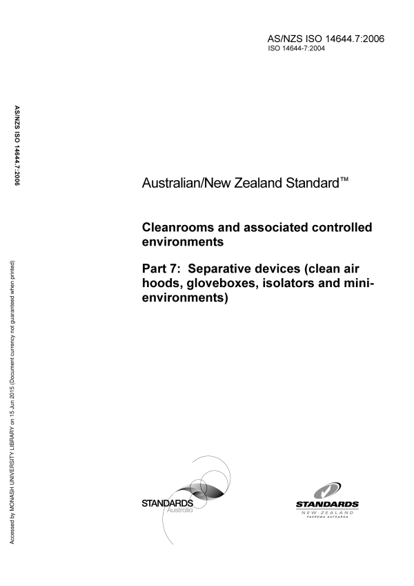 AS/NZS ISO 14644.7:2006 AS/NZS ISO 14644.7:2006