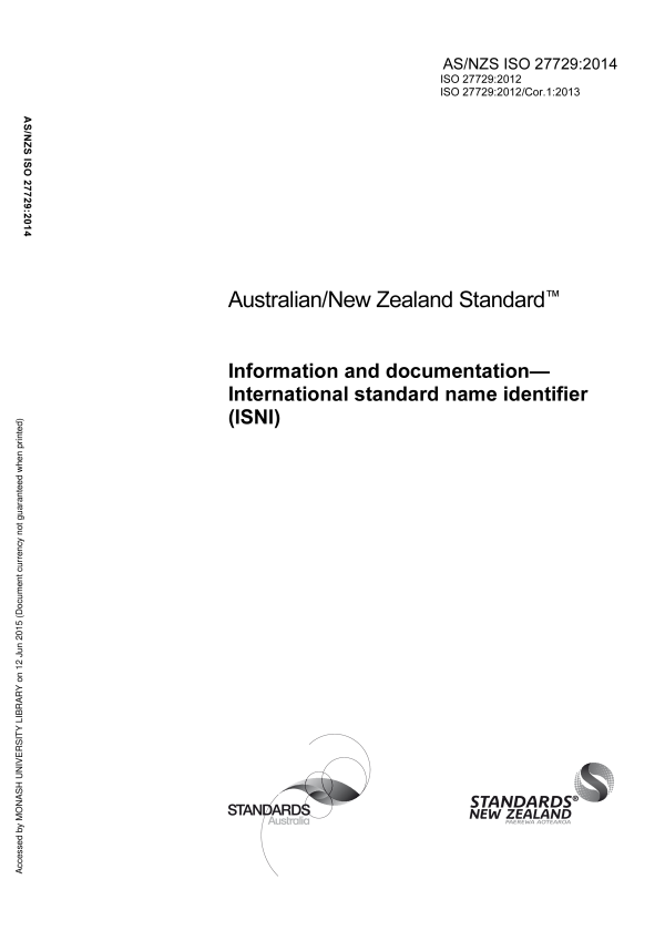 AS/NZS ISO 27729:2014 AS/NZS ISO 27729:2014