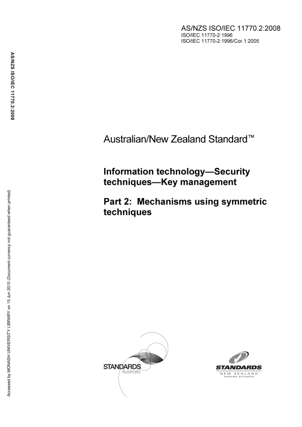 AS/NZS ISO/IEC 11770.2:2008 AS/NZS ISO/IEC 11770.2:2008