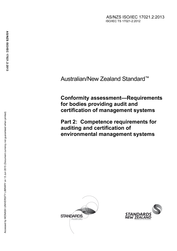AS/NZS ISO/IEC 17021.2:2013