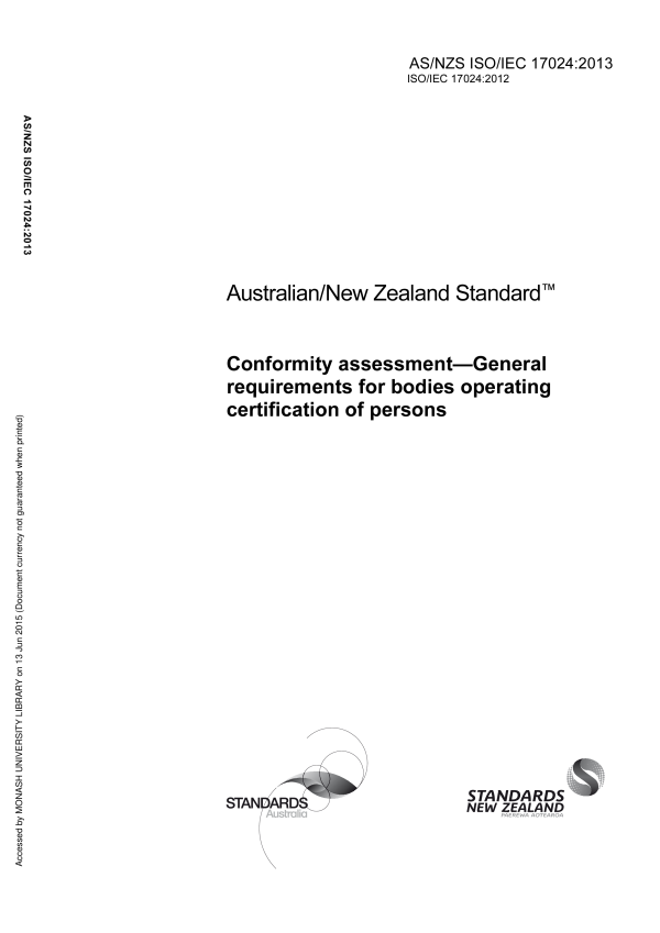 AS/NZS ISO/IEC 17024:2013