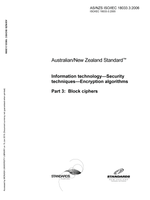 AS/NZS ISO/IEC 18033.3:2006