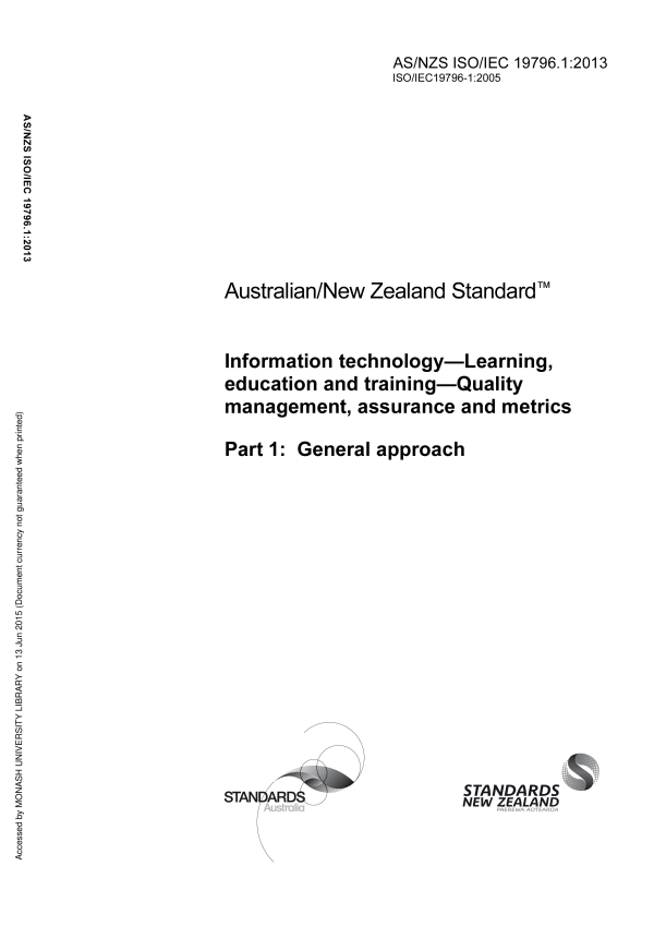 AS/NZS ISO/IEC 19796.1:2013