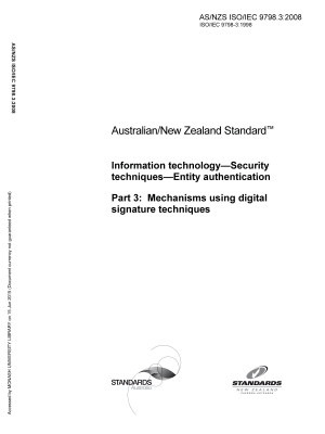 AS/NZS ISO/IEC 9798.3:2008
