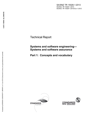SA/SNZ TR 15026.1:2013