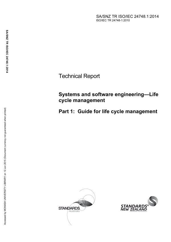 SA/SNZ TR ISO/IEC 24748.1:2014 SA/SNZ TR ISO/IEC 24748.1:2014