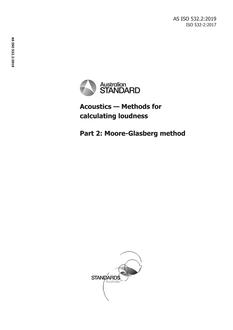 AS ISO 532.1: 04/08/2019 Acoustics – Methods for calculating loudness, Part 1: Zwicker Method
