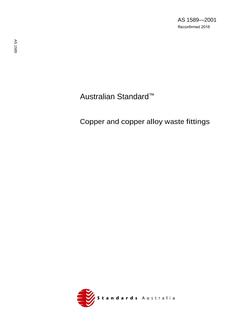 AS 1589: 04/02/2001 Copper and copper alloy waste fittings