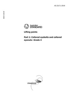 AS 2317.1: 10/31/2018 Lifting points, Part 1: Collared eyebolts and collared eyenuts – Grade 4