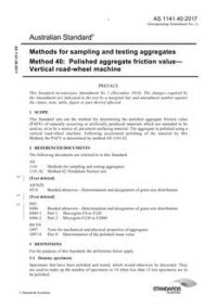 AS 1141.40: 02/27/2017 Methods for sampling and testing aggregates, Method 40: Polished aggregate friction value – Vertical road-wheel machine