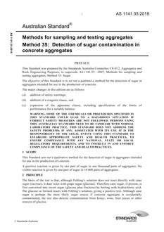 AS 1141.35: 01/21/2019 Methods for sampling and testing aggregates, Method 35: Detection of sugar contamination in concrete aggregates