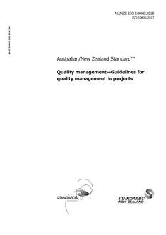 AS/NZS ISO 10006: 10/18/2018 Quality management – Guidelines for quality management in projects