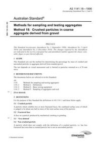 AS 1141.18: 10/05/1996 Methods for sampling and testing aggregates, Method 18: Crushed particles in coarse aggregate derived from gravel