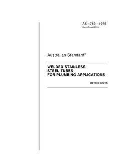 AS 1769: 01/24/1991 Welded stainless steel tubes for plumbing applications